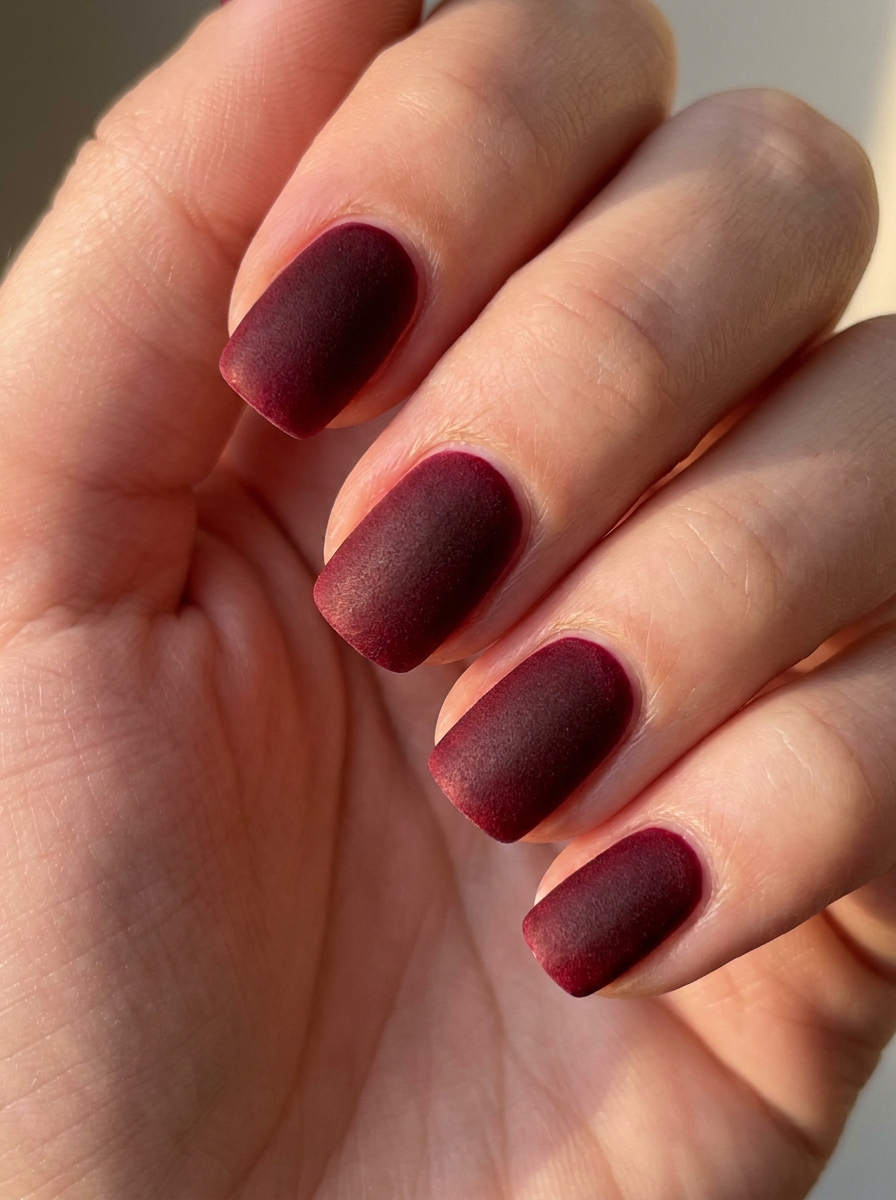 Matte Burgundy Nails als Dunkelrote Nägel Ideen Inspiration 2026
